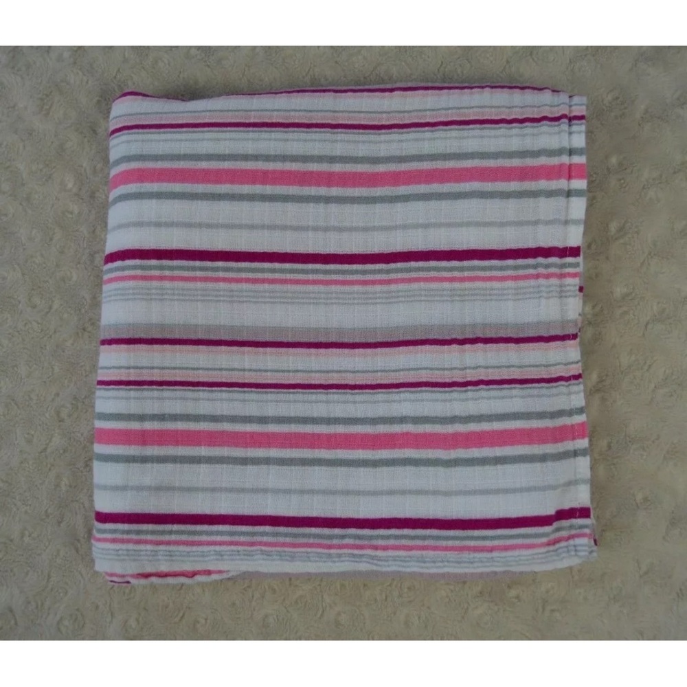 Swaddle Designs Stripe Baby Blanket Pink White Gray Muslin Security Lovey
